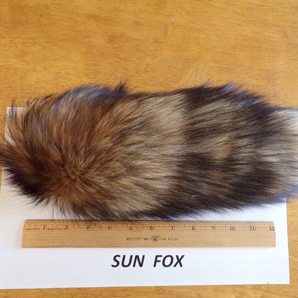 XL SUN FOX TAIL keychain purse charm, 16-18" long, super fluffy - real fur